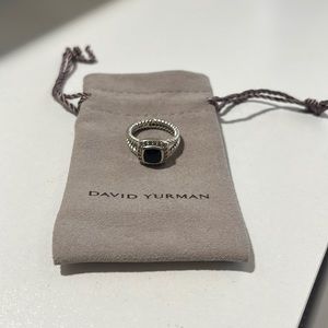 David Yurman Petite Albion® Ring in Sterling Silver Black Onyx & Pavé Diamonds